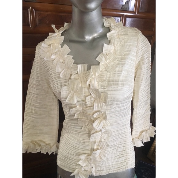 ANN FONTAINE FRENCH Zip Flower Blouse-FR34 US4 EUC - Picture 6 of 6
